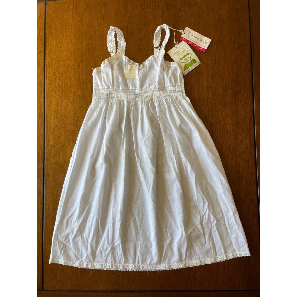 NWT Vintage‎ Singing Needles Girls Slip Petticoat Size 12 White