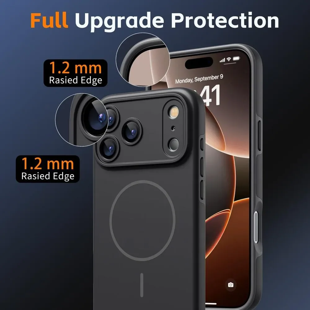 Phone 17 Pro Case MagSafe Matte Black Shockproof 360 Camera Lens Cover