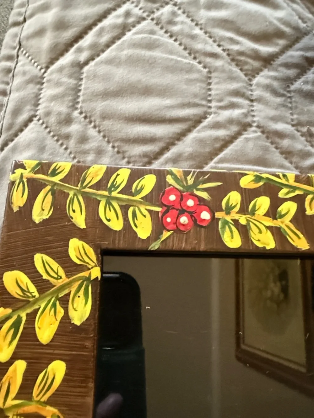 Hand-Painted Pinecone & Berry Wall Frame - Brown