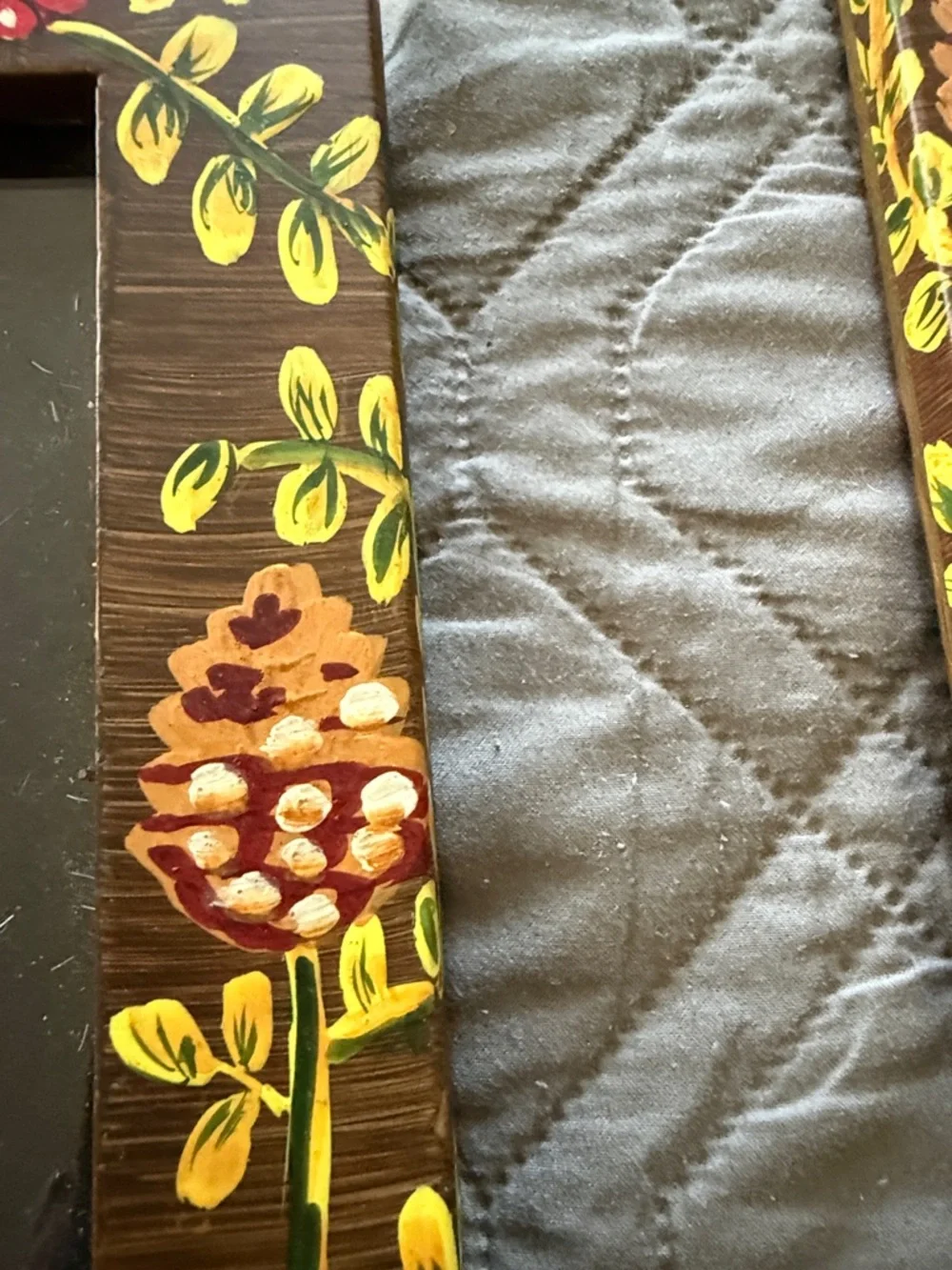 Hand-Painted Pinecone & Berry Wall Frame - Brown