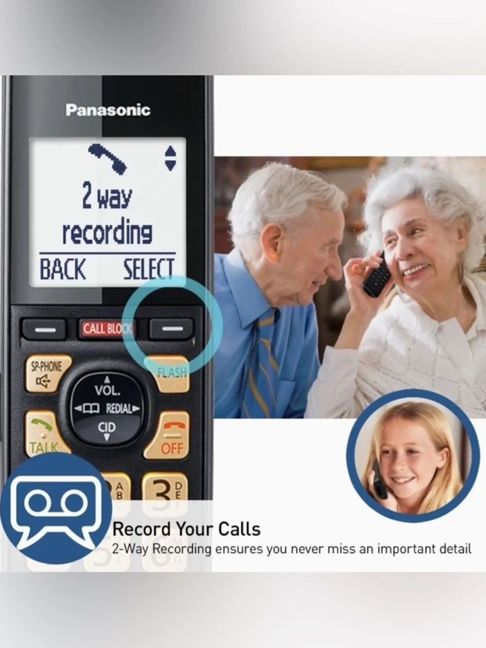 Panasonic Cordless Phone with Advanced Call Block / One-Ring Scam Alert / 2-Way