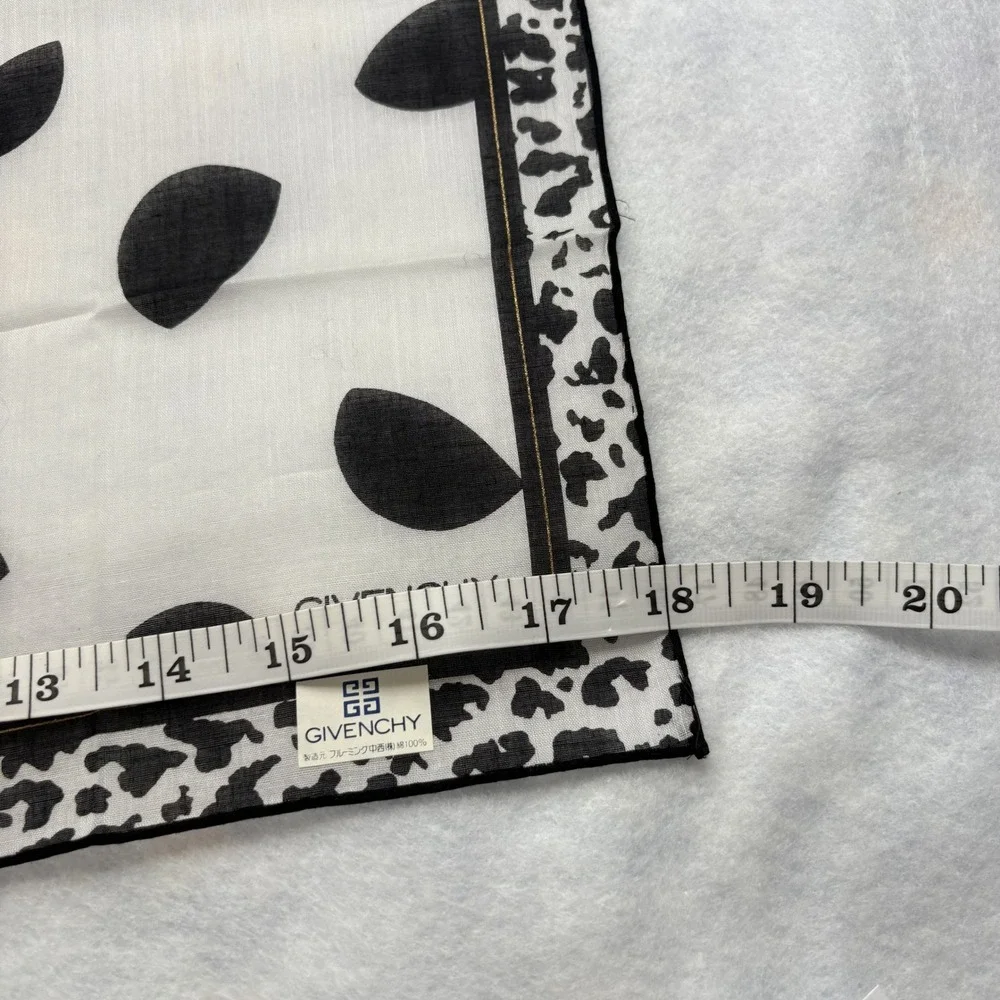 GIVENCHY Scarf Handkerchief Abstract Geometric Cotton White Black Accessory 18