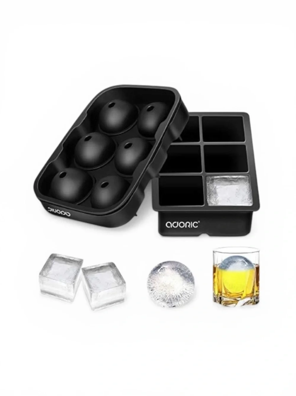 Adoric Ice Cube Trays Silicone Set of 2