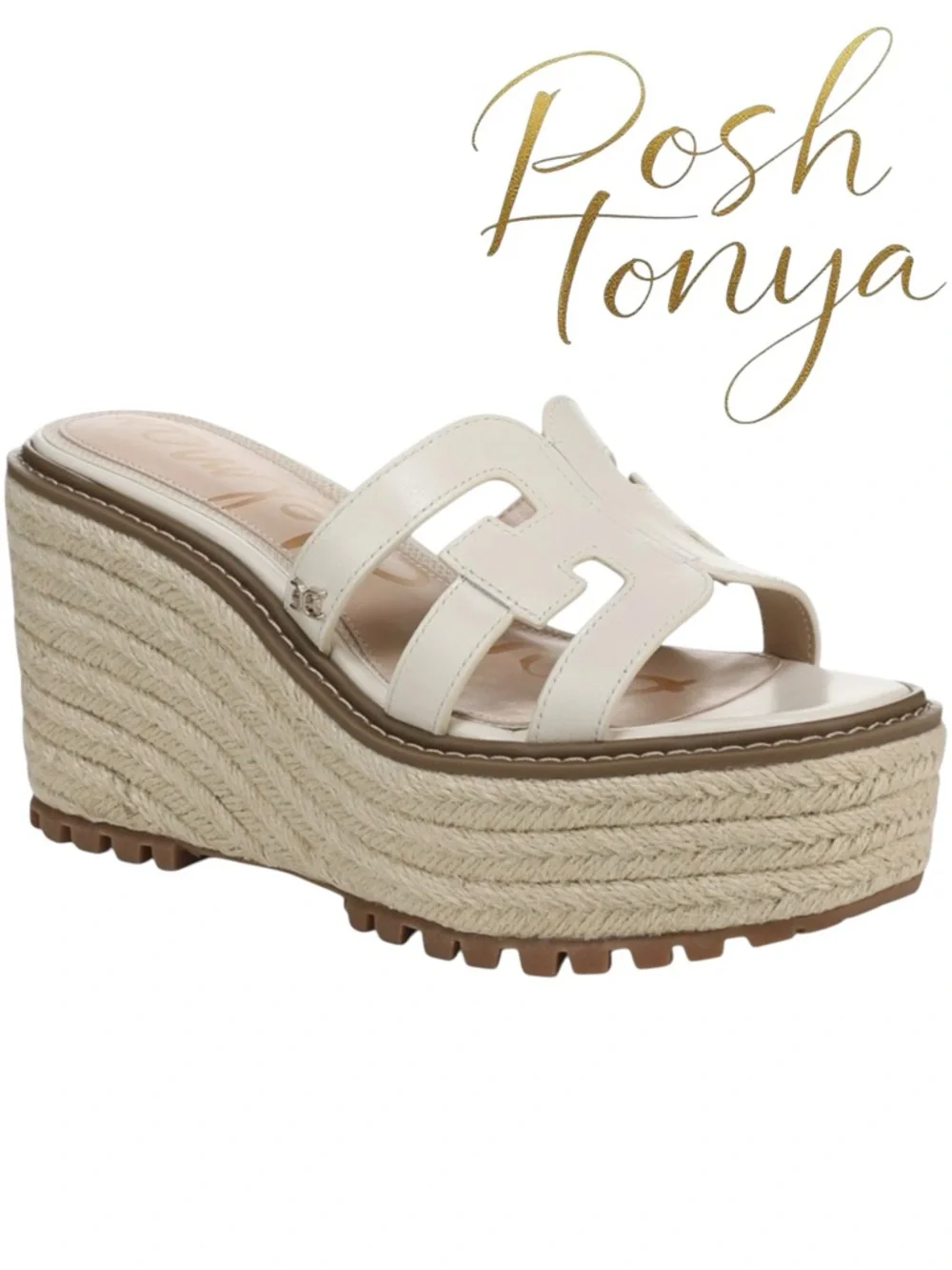 NEW Sam Edelman Laine Platform Wedge Espadrille Sandals Ivory Size 9.5 Resort