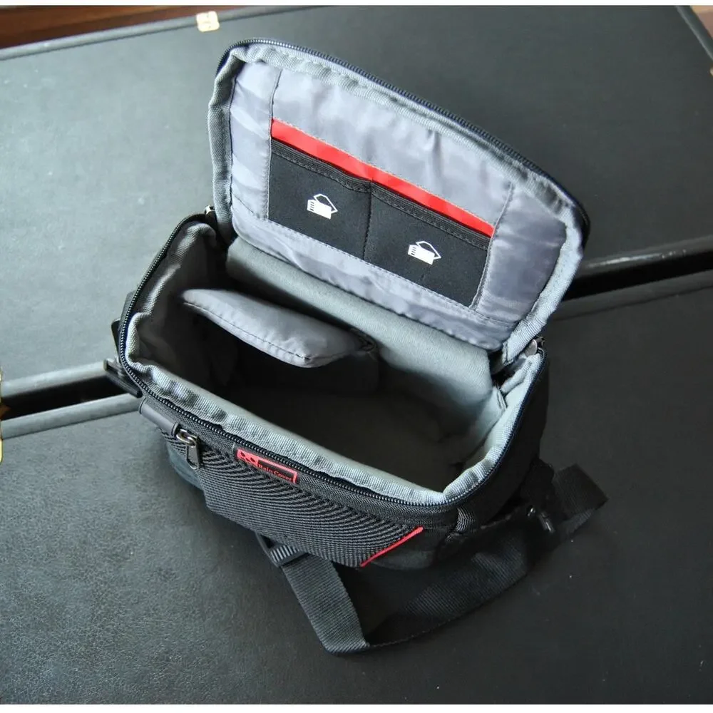 Precision Small Black & Red Camera Bag w/ Rain Cover