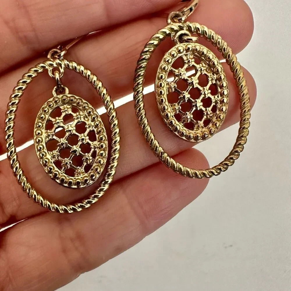 Gold tone oval earrings gold tone