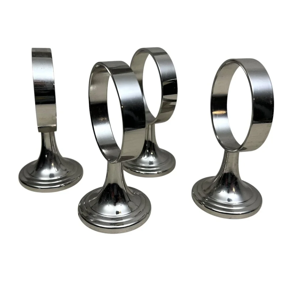 Pottery Barn Mercer Wall Vase Mural Silver Polished Nickel Finish 4.5in Set of 4