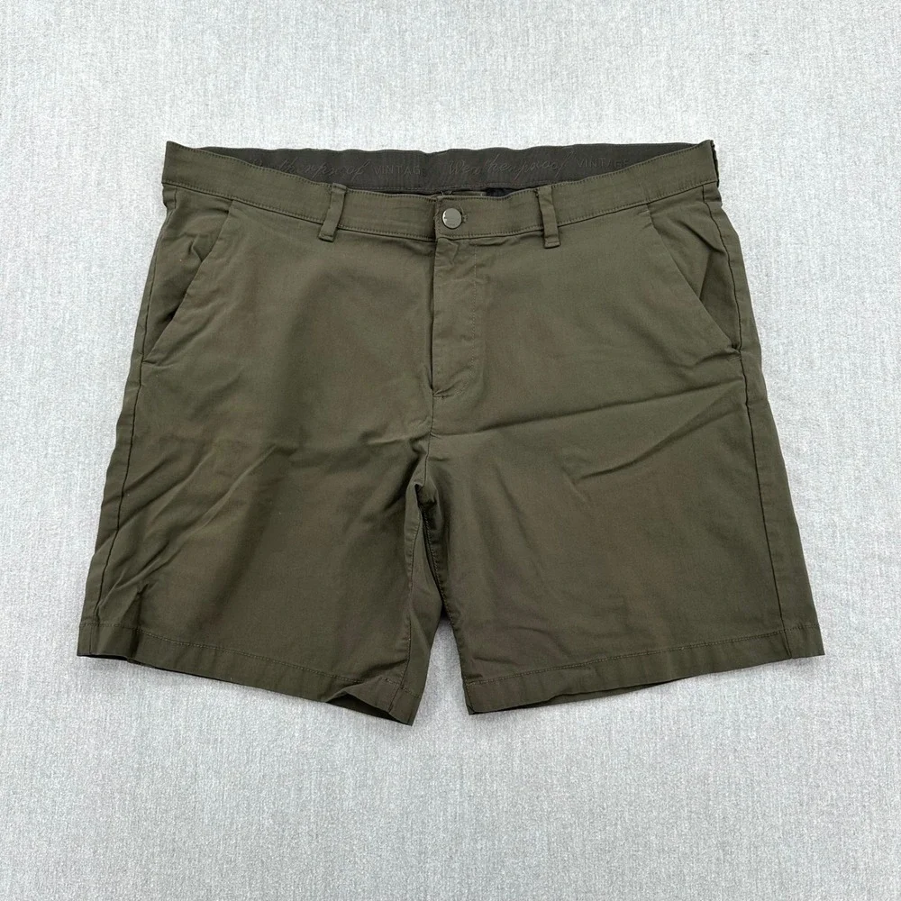 Weatherproof Vintage Shorts Mens 40 Green Flat Front Stretch Comfort Utility