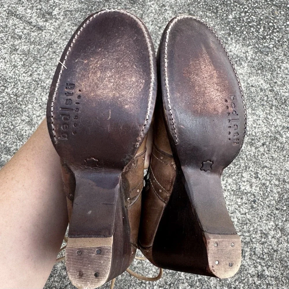 Bed Stu Cobbler Anthropologie Melinda Women 6 Lace Back Brown Distressed Leather