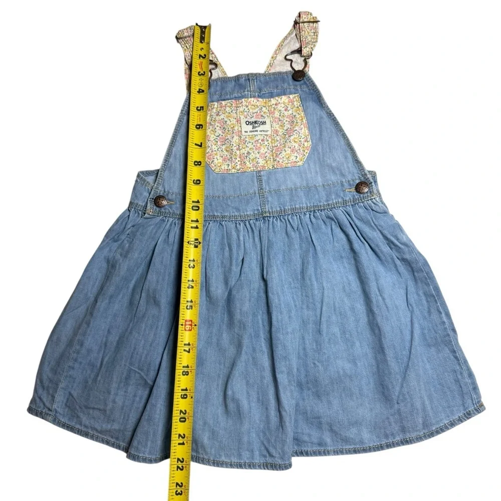 OshKosh B'gosh Baby Blue Floral & Denim Jumper Dress- Size 5T