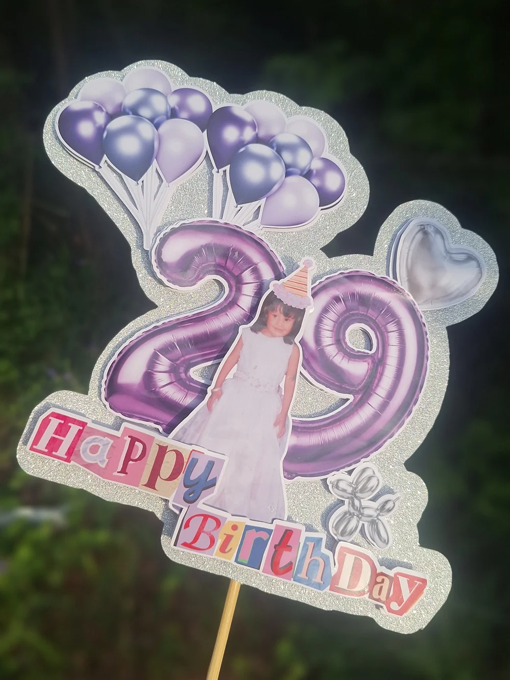 Number And Foto Cake Topper with Balloon Accent