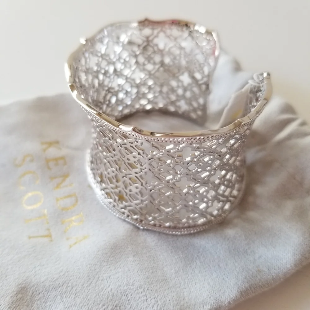 Kendra Scott Candice Statement Cuff Bracelet In Vintage Silver NWT