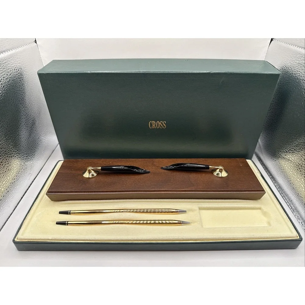 Cross Dual Desk Pen & Pencil Stand Mahogany Business Professional Graduation
