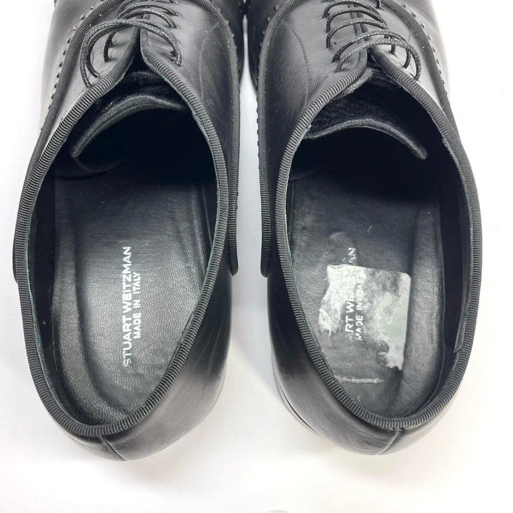 Stuart Weitzman Men's Black Premiere Party Cap-Toe Oxford‎ Loafers Size 10M