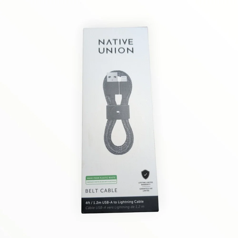 K5-O‎ Native Union Belt Cable Lighting to USB-A Cable - Black/White Braided Cord