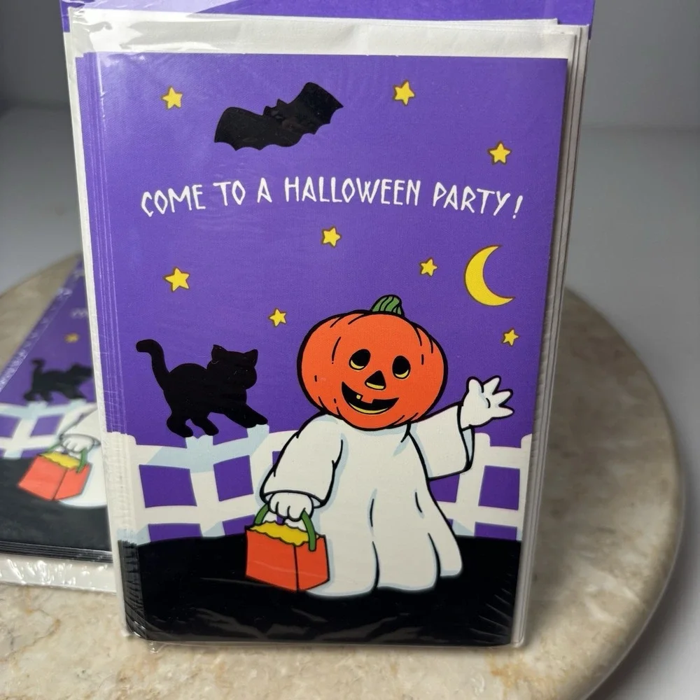 American Greetings‎ Forget Me Not Halloween Invitations 8 Cards 8 Envelopes NOS