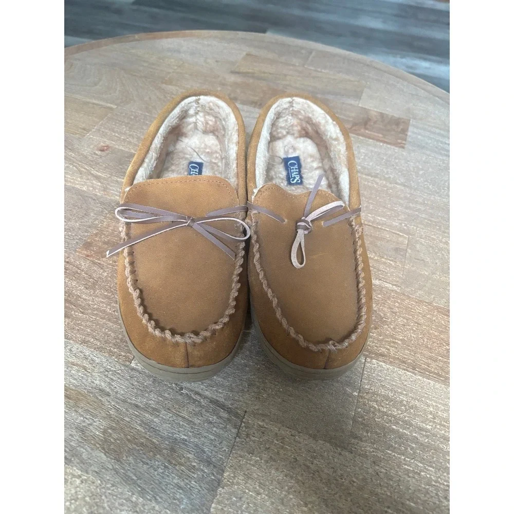 Men's sz 9.5 CHAPS‎ Tuscany Brow Suede Leather Slippers