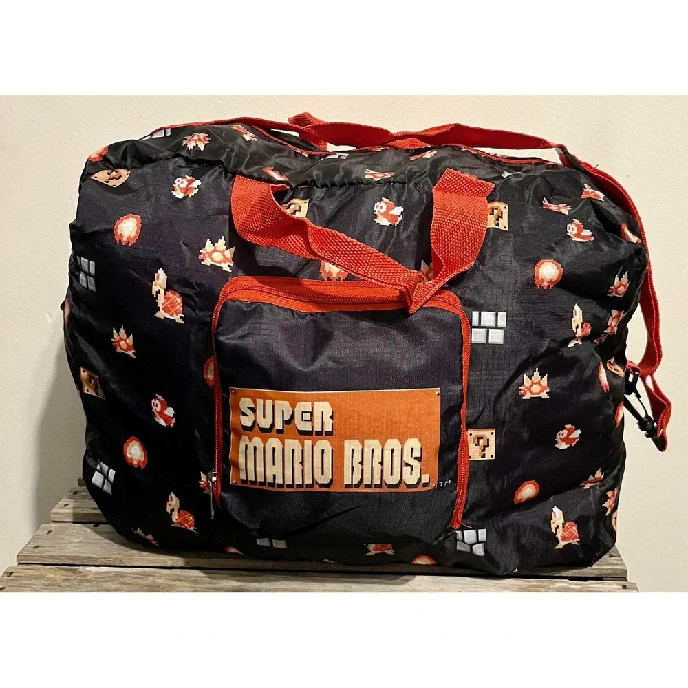 Nintendo Super Mario Bros Duffel Bag‎ Travel Gym Black Red CultureFly Shoulder