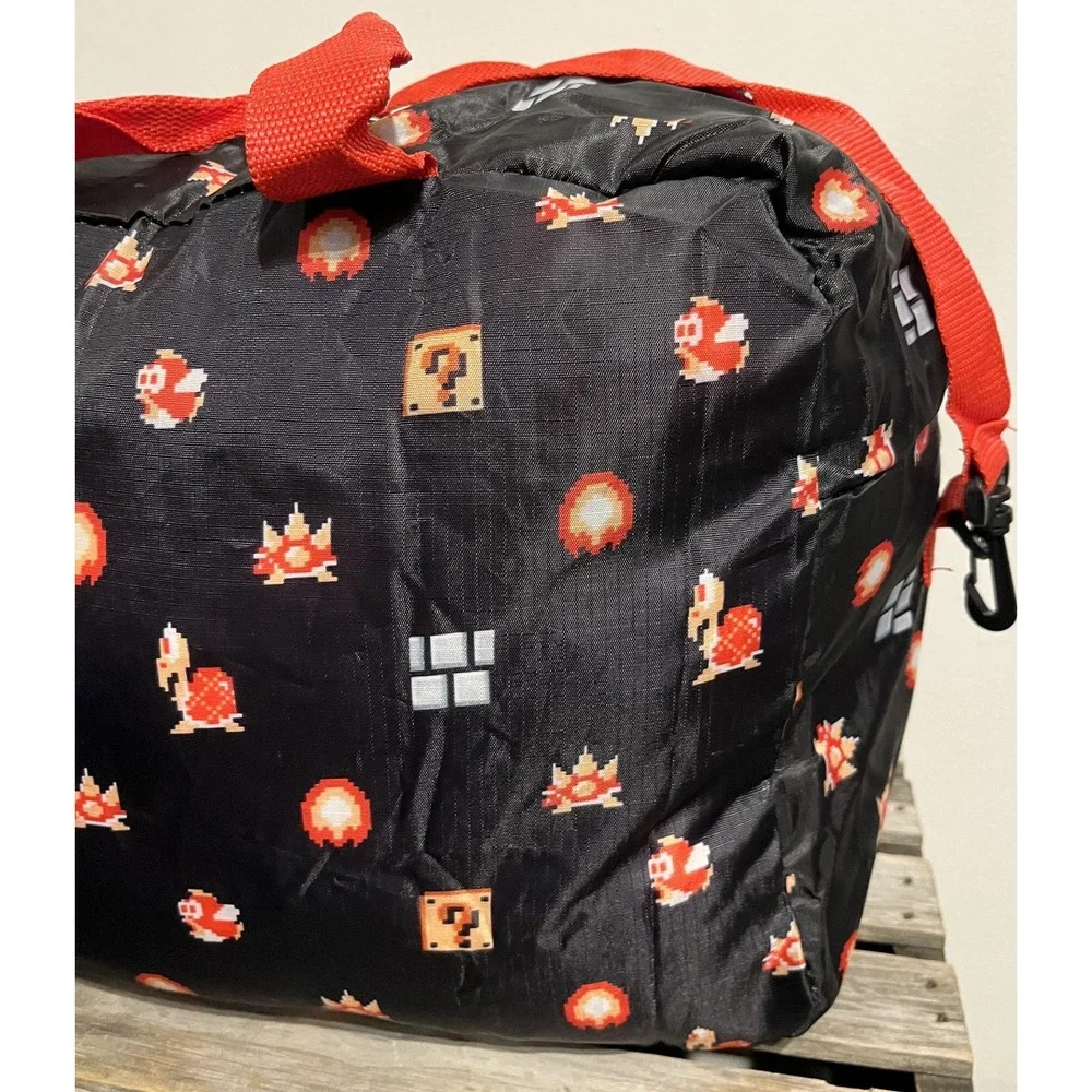 Nintendo Super Mario Bros Duffel Bag‎ Travel Gym Black Red CultureFly Shoulder