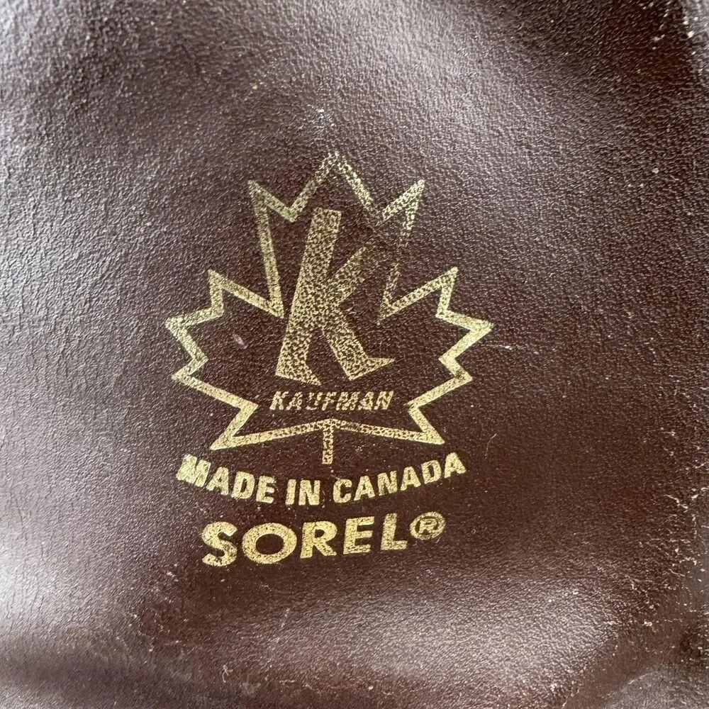 Vintage Sorel Boots Mens Size 11 Brown Leather Steel Toe Waterproof Canada 70s