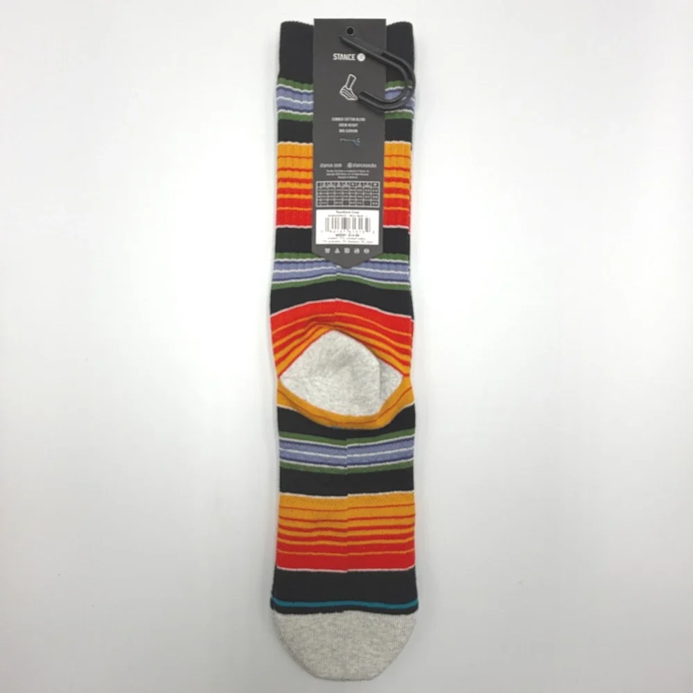 Stance Rockford Crew Socks Mens L Multi Color New Striped Combed Cotton Blend