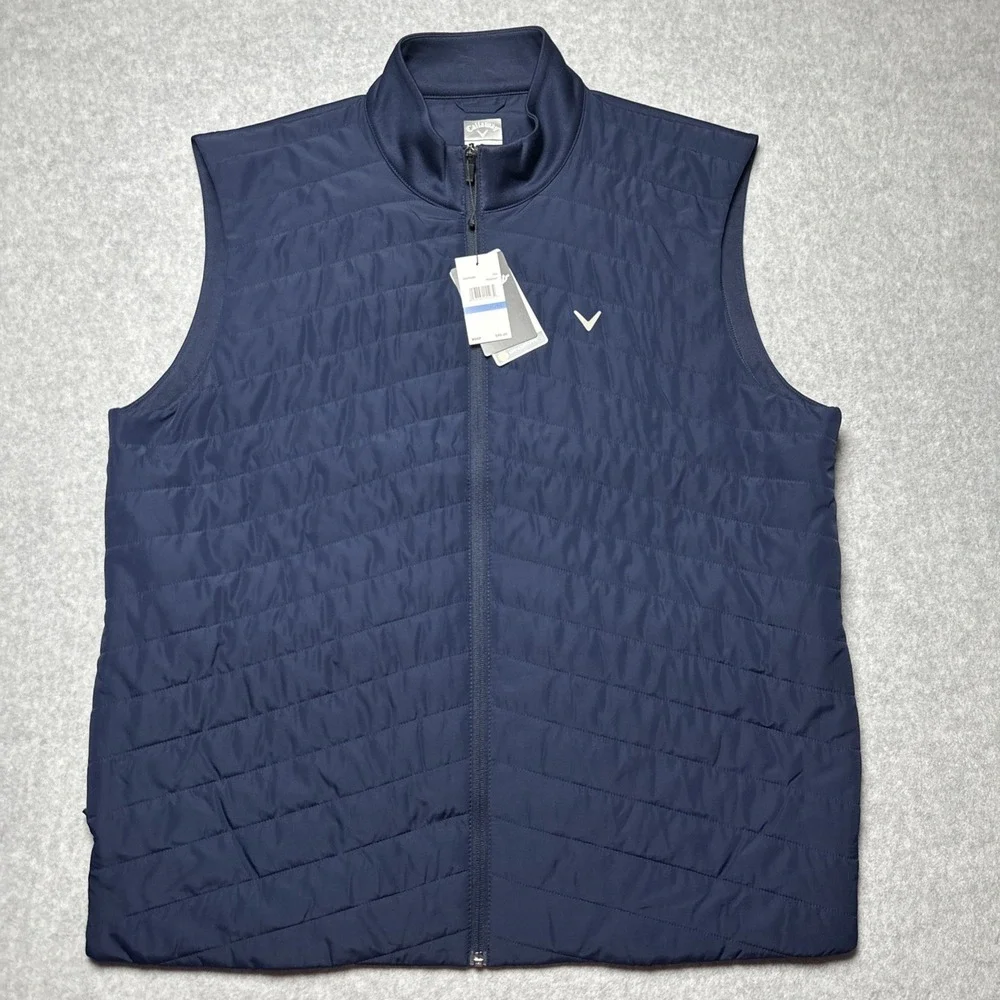 Callaway Quilted Full Zip Puffer Golf  Vest Men's Size XL Navy Blue NWT