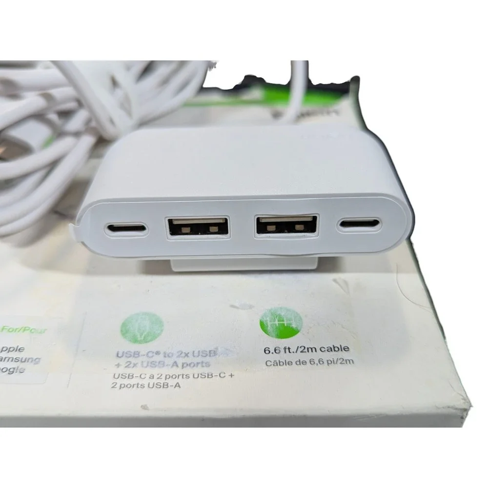 Aa2O Belkin 4-Port USB Power Extender For‎ Apple, Samsung, Google. White