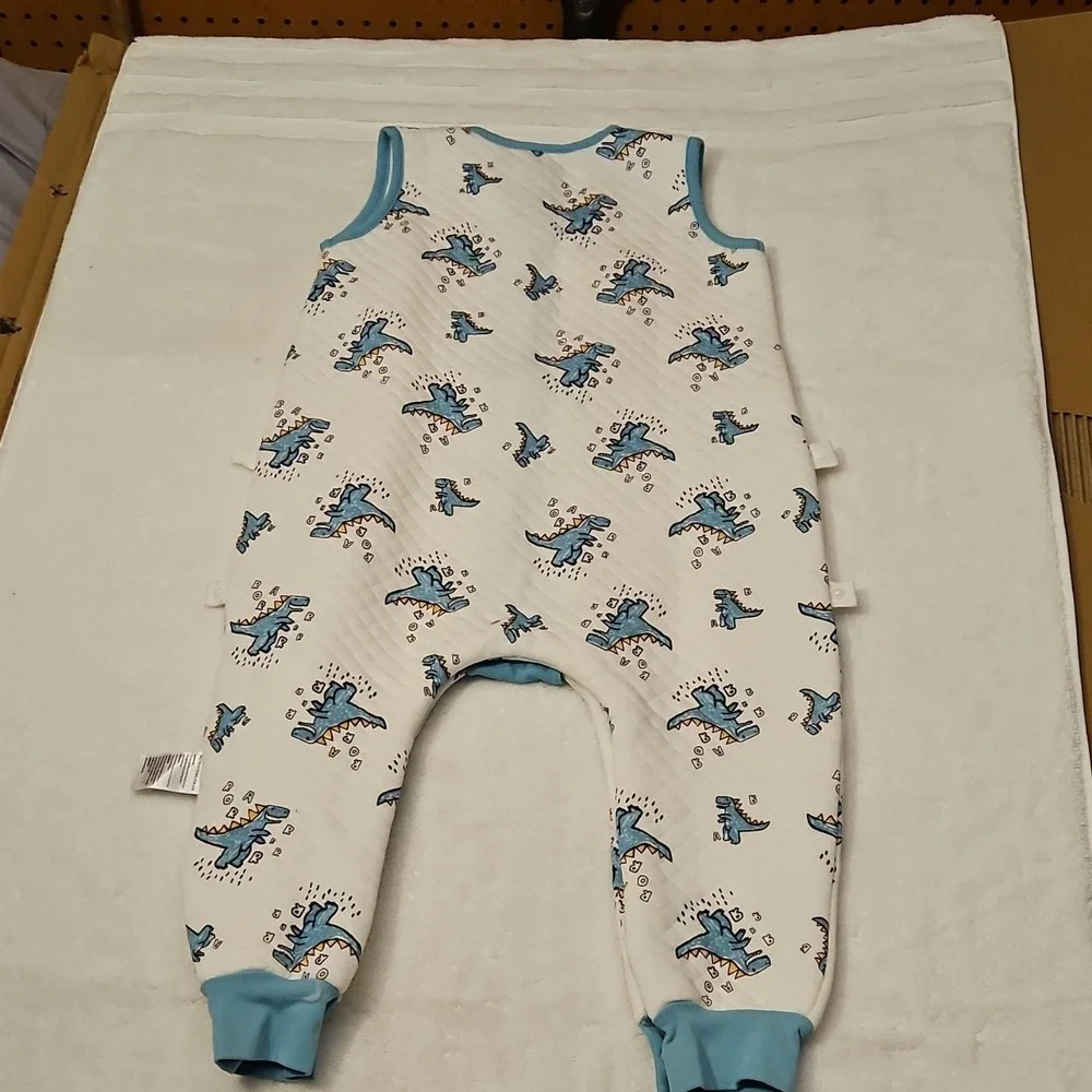 ZIGJOY Dinosaur Baby Sleeping Suit 12-24 Months White Blue Cotton Unisex