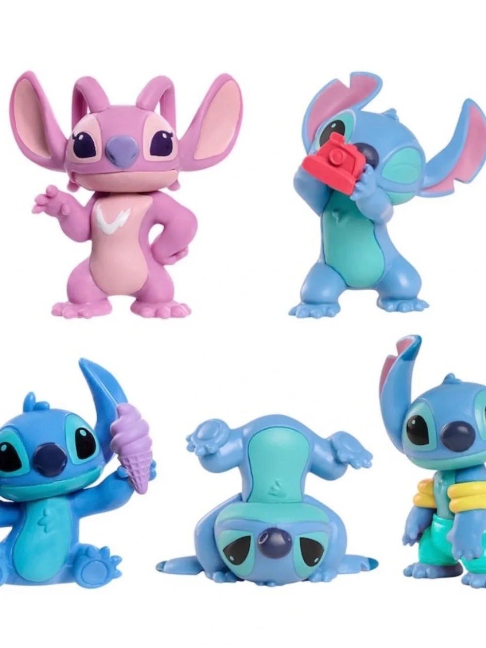 Disney Stitch & Angel Small Pet Toy Figures – Blue, Pink lot of 5