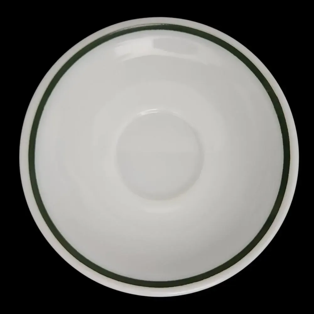 Pyrex Green Band Saucer White Milk Glass Bread Plate Vintage
