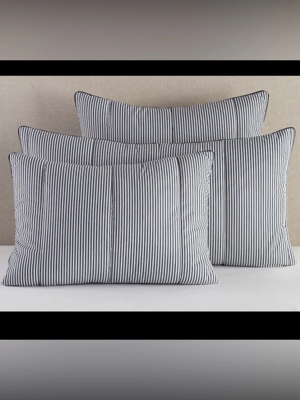2 NWT Pottery Barn Wheaton Stripe Quilted Percale Comforter King Shams