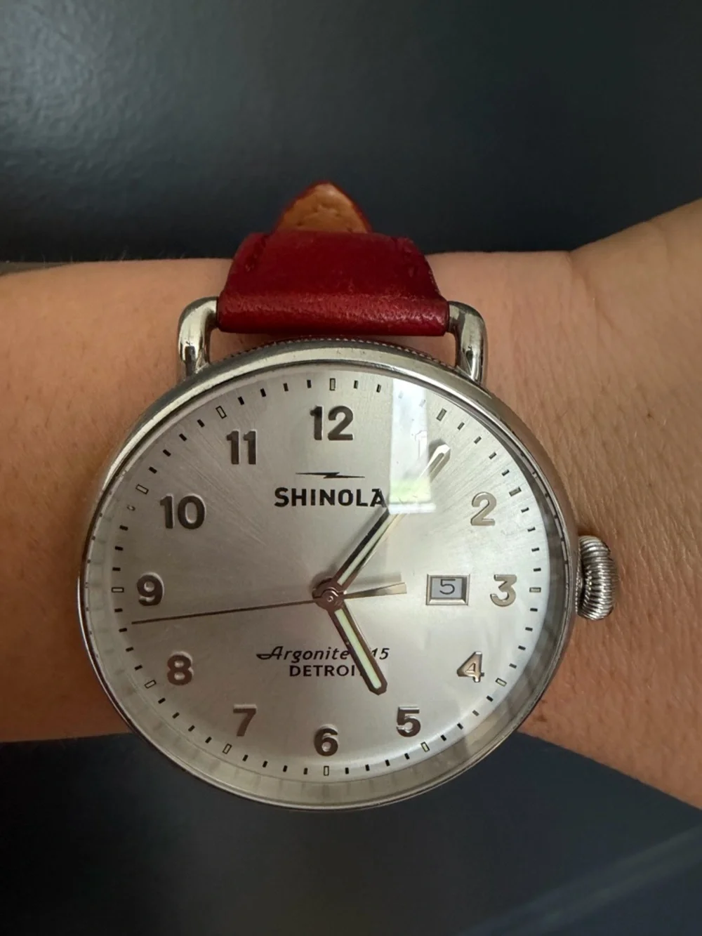 Shinola wristwatch red