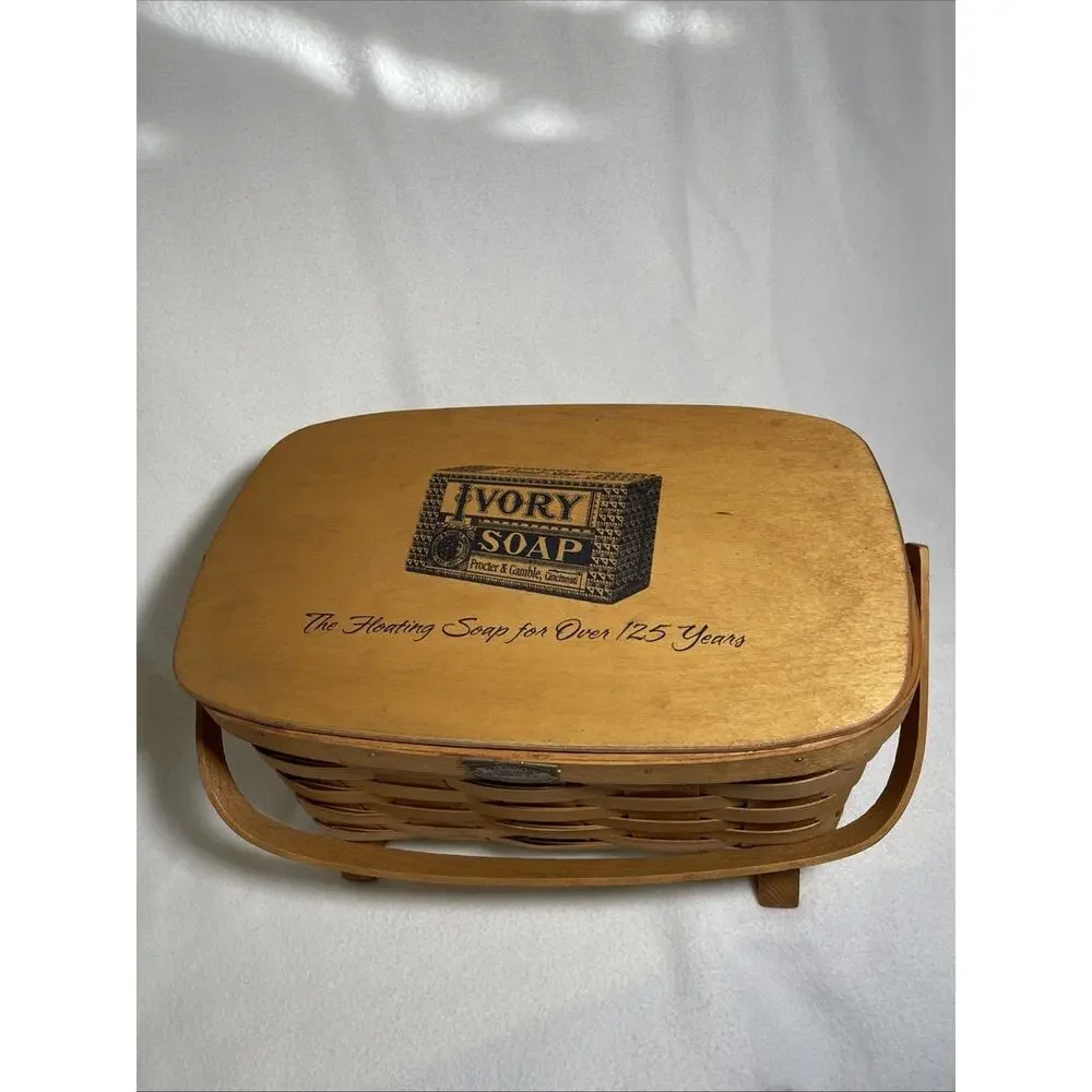 Peterboro Footed Basket 2004 P & G Ivory Soap Anniversary Edition W/Handle & Lid