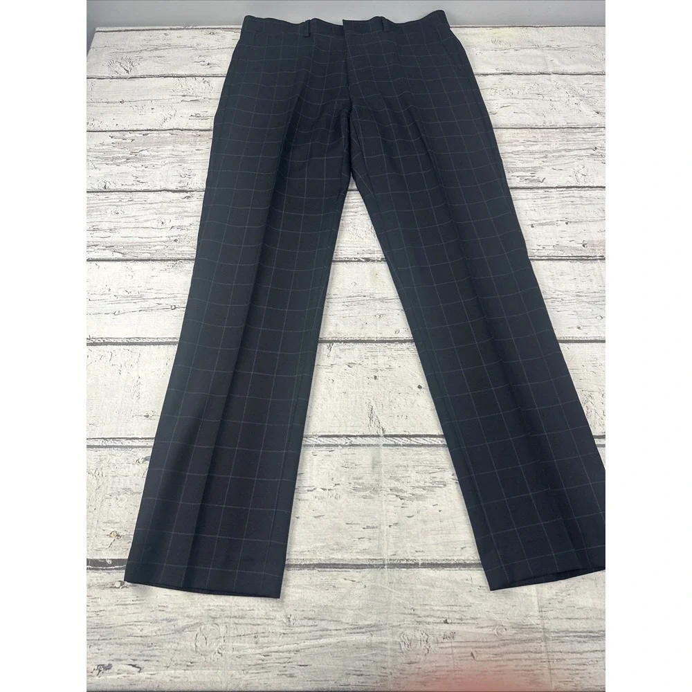 RED Saks Fifth Avenue 2-Piece Blue Suit Mens 40L Pants 35x33.5 Box Print