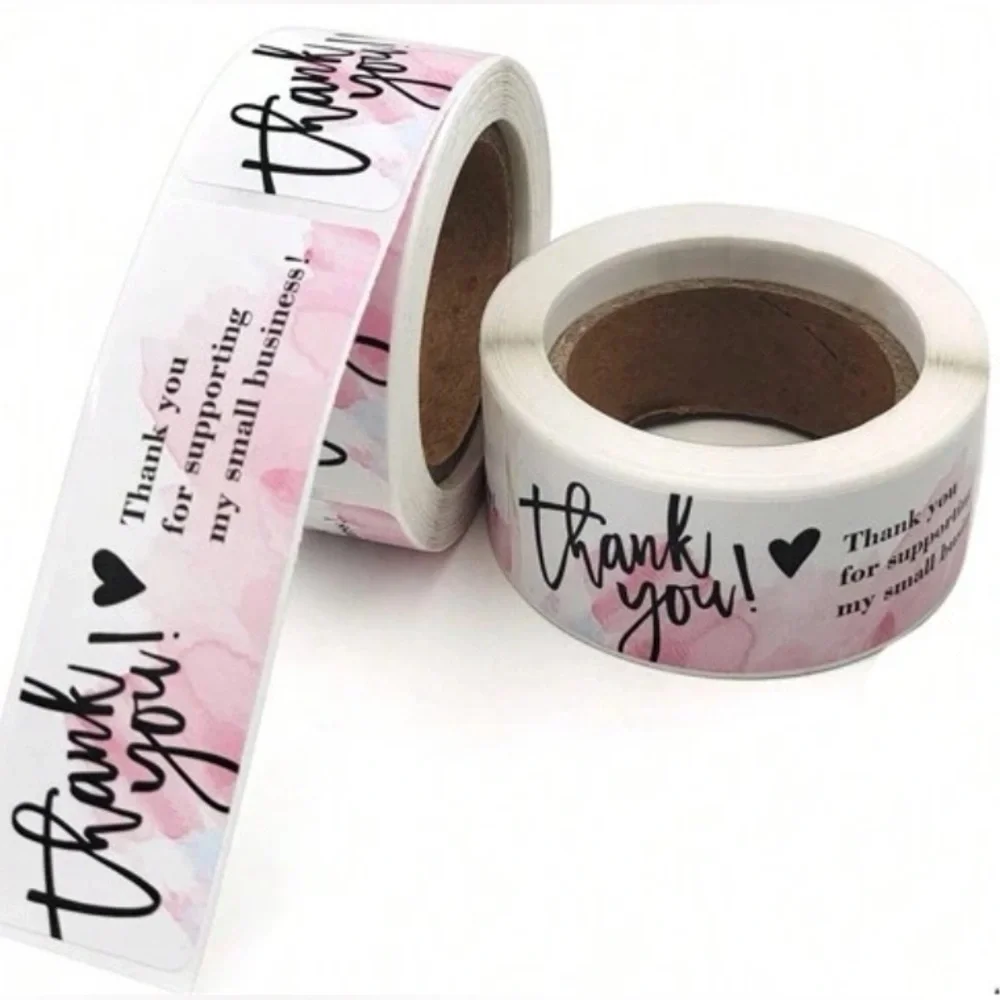 1 Roll 120pcs Thank You Stickers, Rectangular Shape