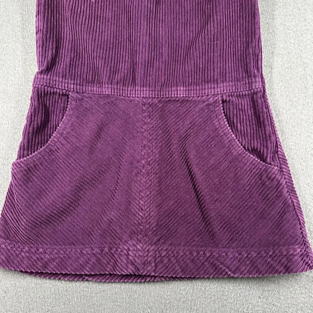 Vtg OshKosh B'gosh Jumper Dress Girls 5 Purple Corduroy Tank Pockets Embroidered