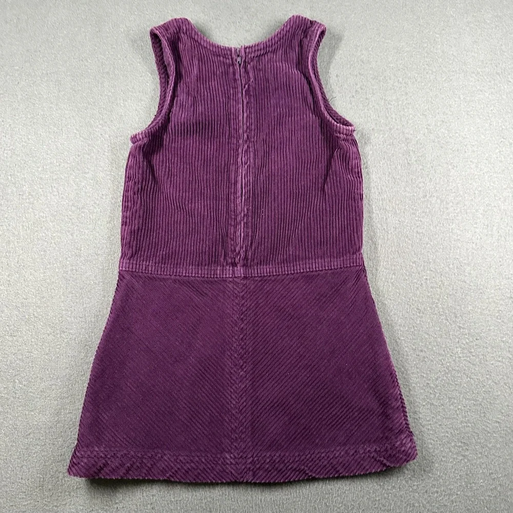 Vtg OshKosh B'gosh Jumper Dress Girls 5 Purple Corduroy Tank Pockets Embroidered