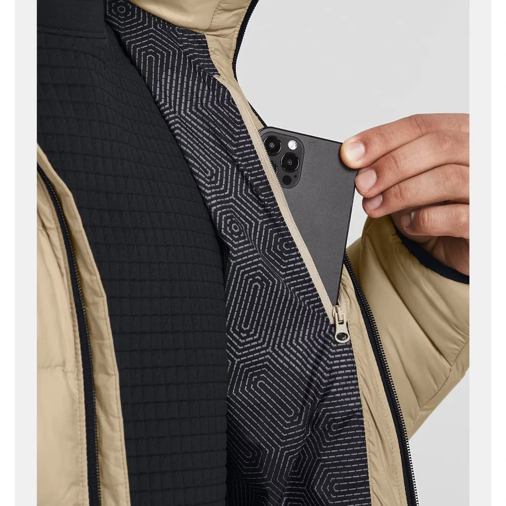 Under Armour® (Men's XL) Legend™ Hooded Down Jacket in Khaki/Black - $180