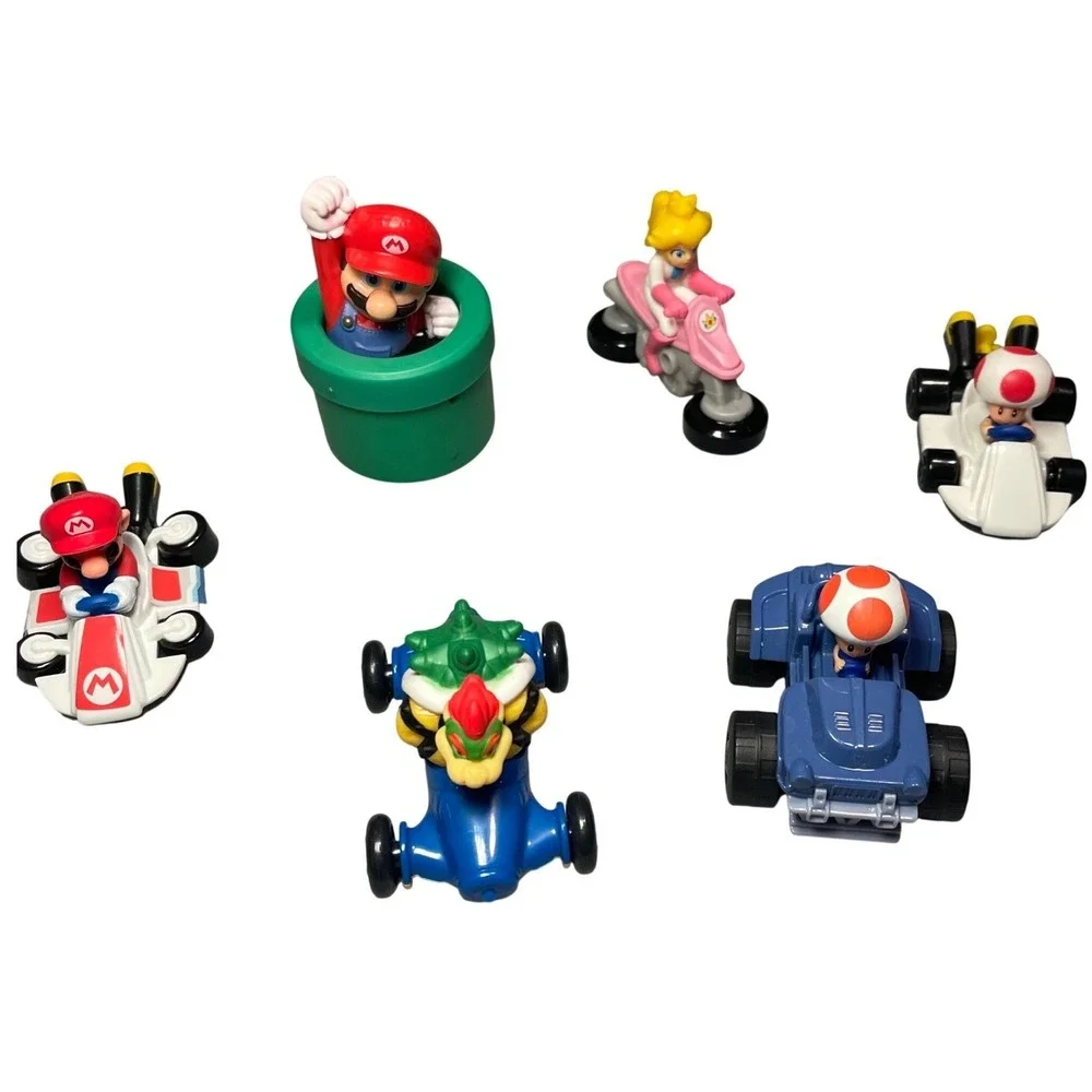 LOT Nintendo Mario Kart Mini Racers Toy‎ Set Bowser Toad Princess Peach Mario