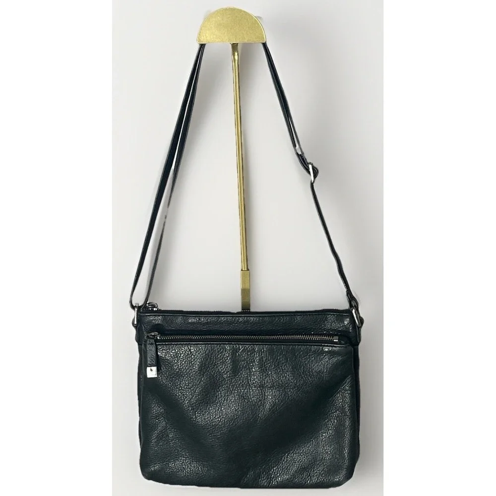 Margot Leather‎ Crossbody Bag Dark Gray Pebbled Finish Shoulder Purse
