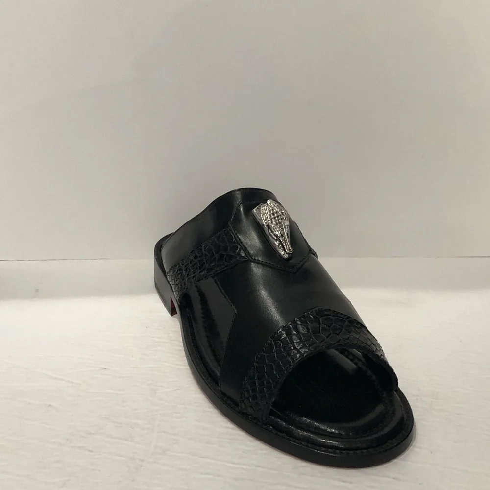 Fennix Italy sandal black leather calf/alligator
