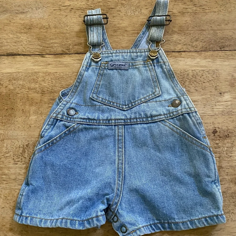 Vintage Baby Guess‎ Size 9 Months Cotton Denim Shortalls