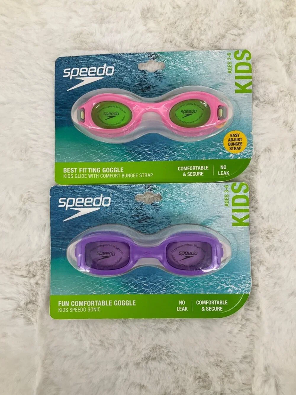 Speedo 2pk Swim Goggles Kids age 3-6 - Anti Fog No Leak UV Protection NEW Pink