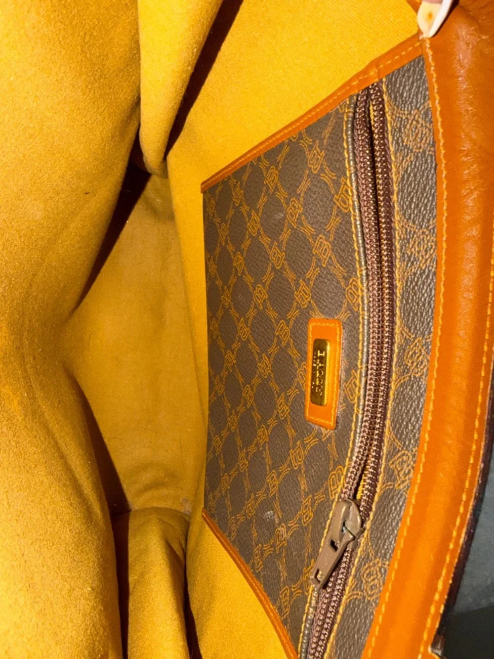 Bally Brown Monogram Tote with Tan Trim authentic