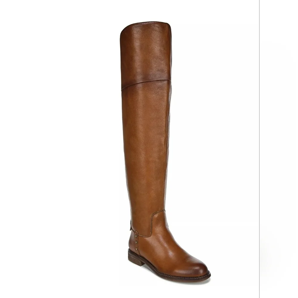 Stylish Franco Sarto x Anthro Cognac Leather OTK Boots