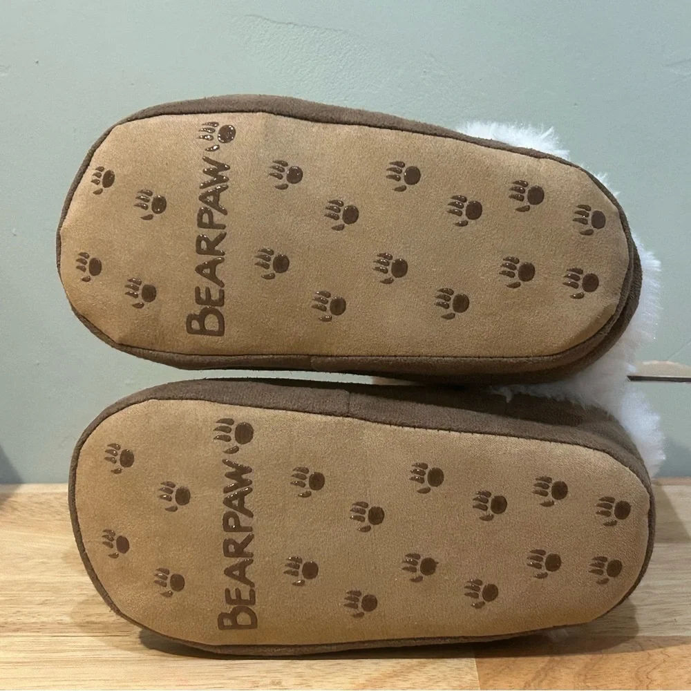 BEARPAW Micro Suede Ankle Booties With Faux Fur Trim. Little Girls Size 12-13.