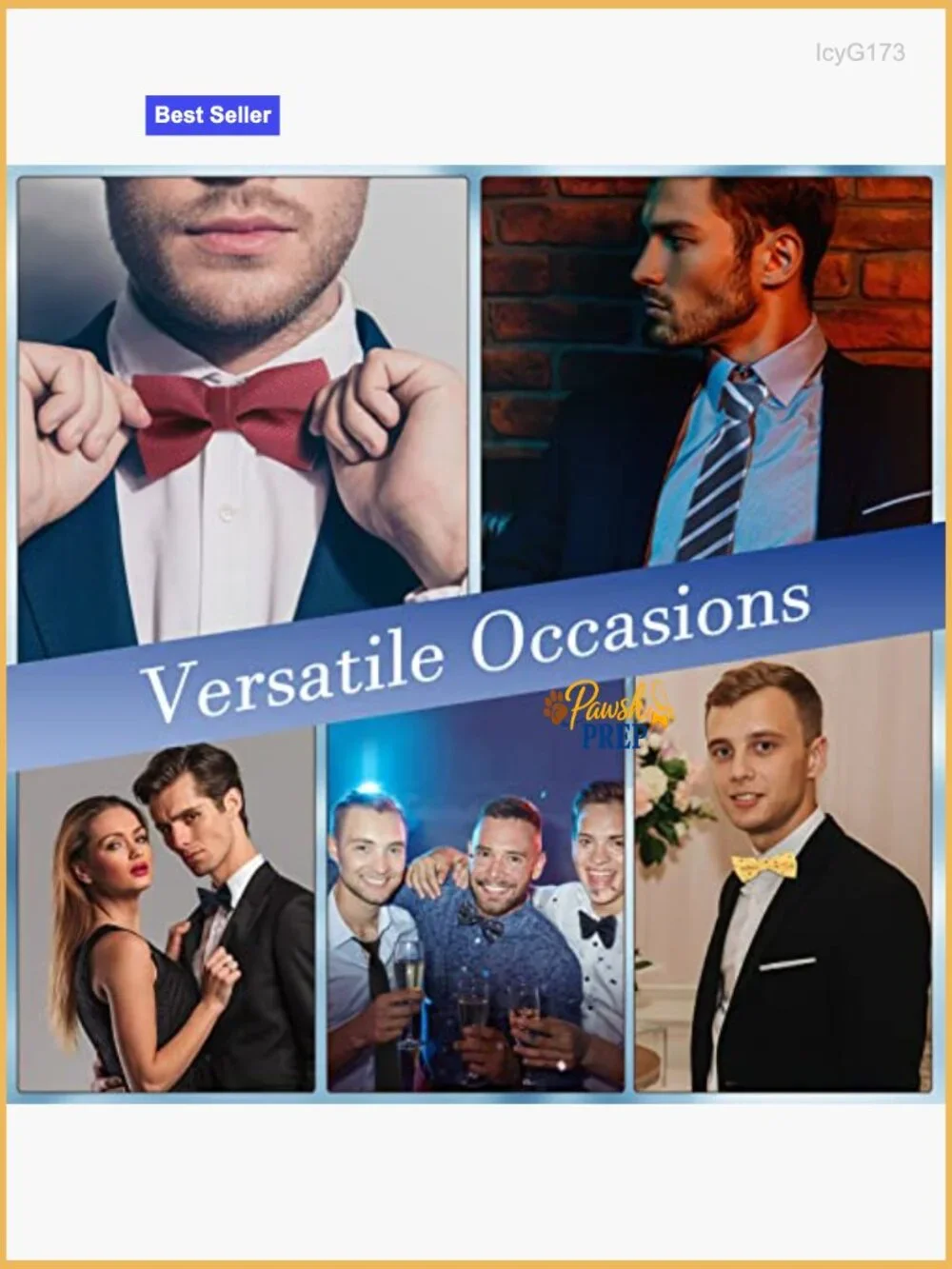 36-Piece Adjustable Pre-Tied Bow Tie Set for Men, Polyester Silk, Formal &
