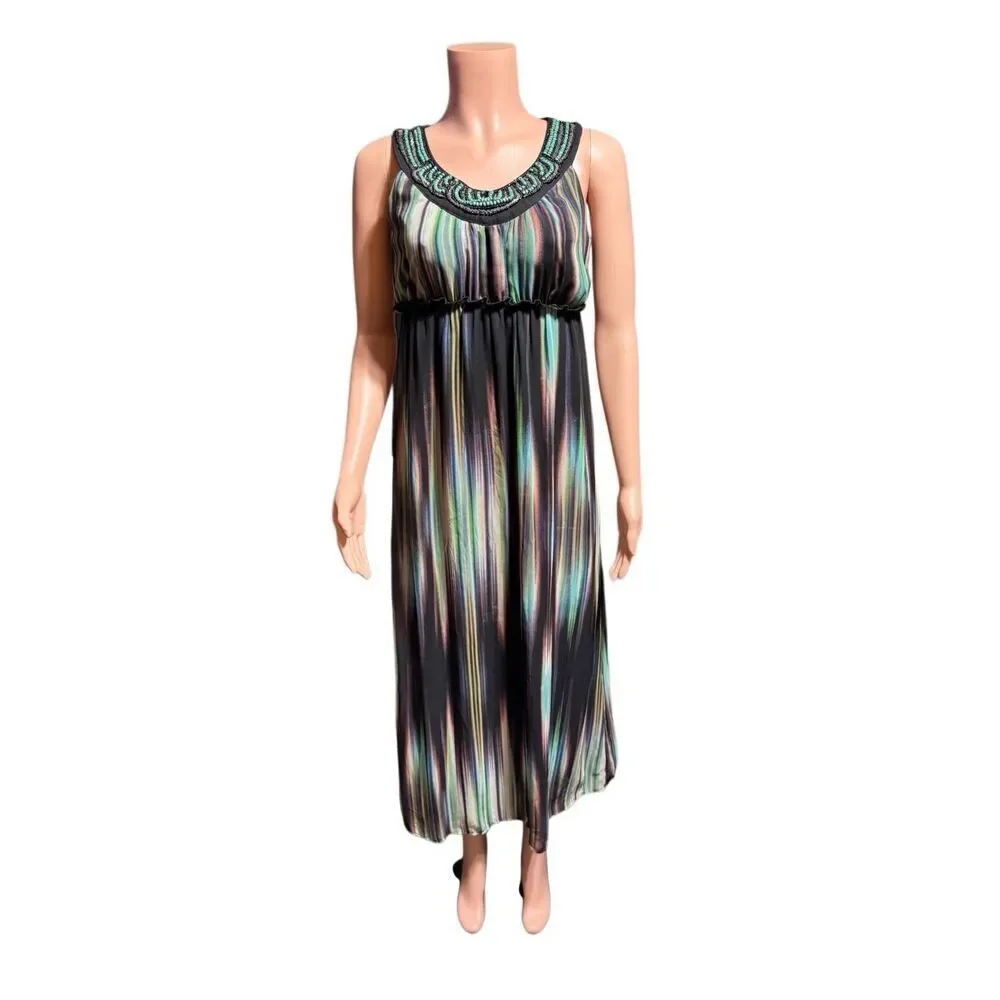 Samijo multicolored maxi dress with a beaded neckline M/8