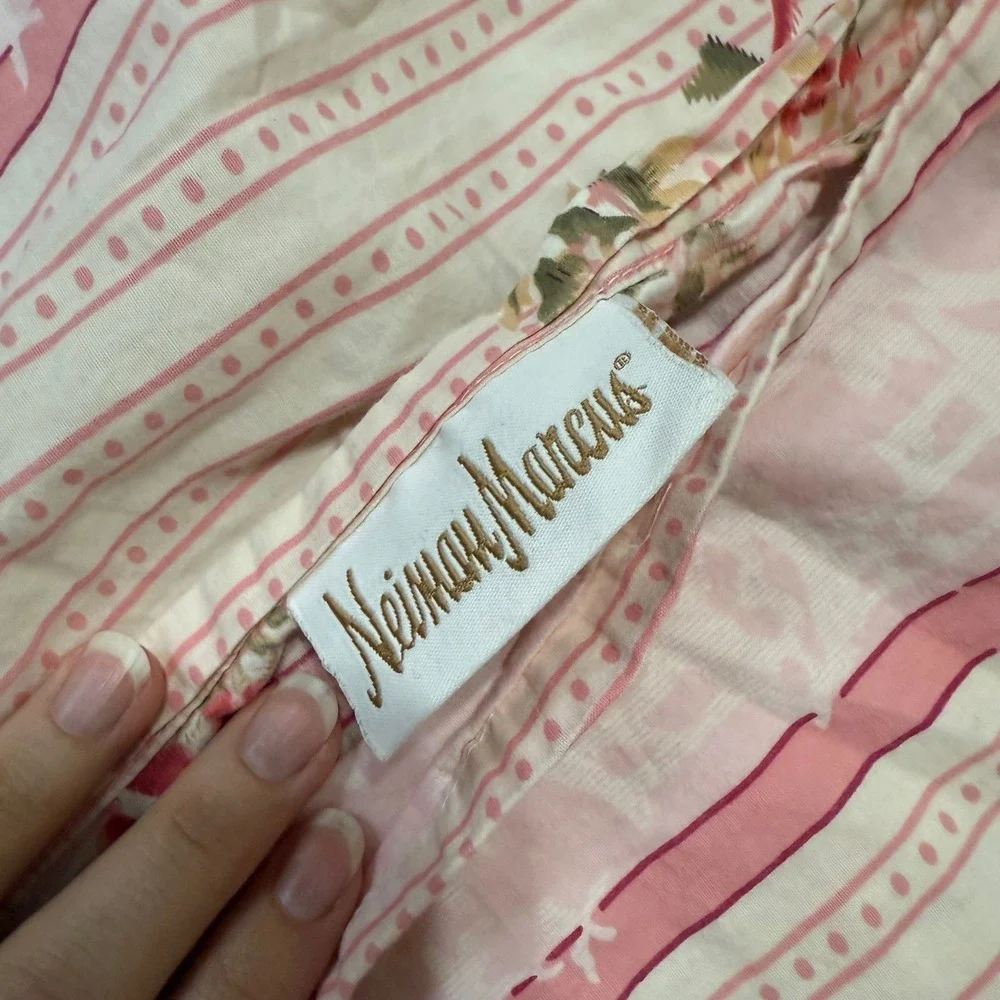 Vintage Neiman Marcus Pink Floral Ruffled Sham Cottagecore Coquette Romantic