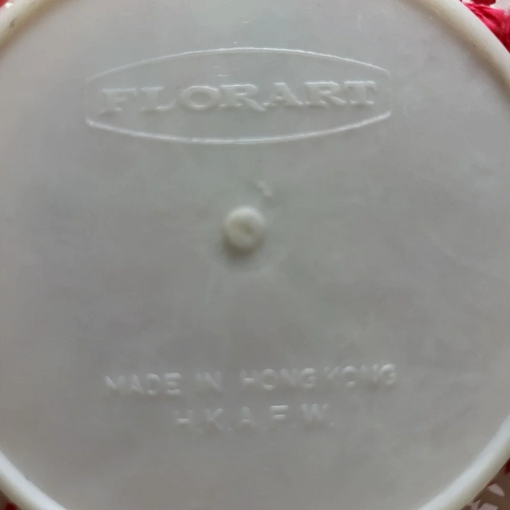 Vintage Florart Pin Cushion Plastic Lace Floral Decoration Made in Hong Kong